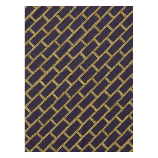 Navy Blue en Gold Brick Pattern Tafelkleed (Voorkant)