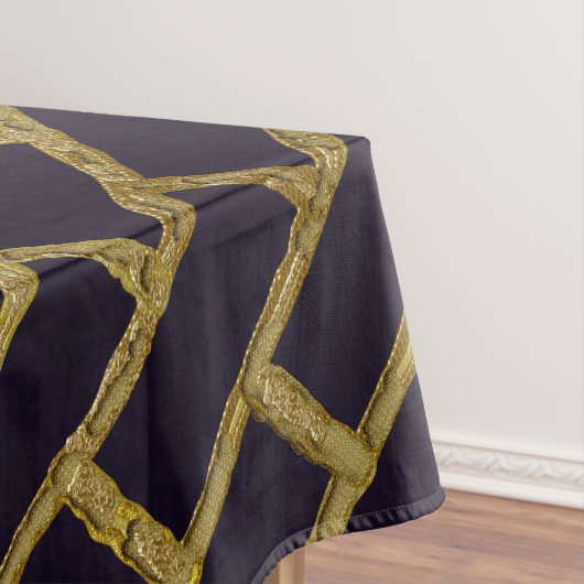 Navy Blue en Gold Brick Pattern Tafelkleed (Voorbeeld)