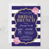 Navy Blue en Gold Bridal Brunch Invitation Kaart (Voorkant)