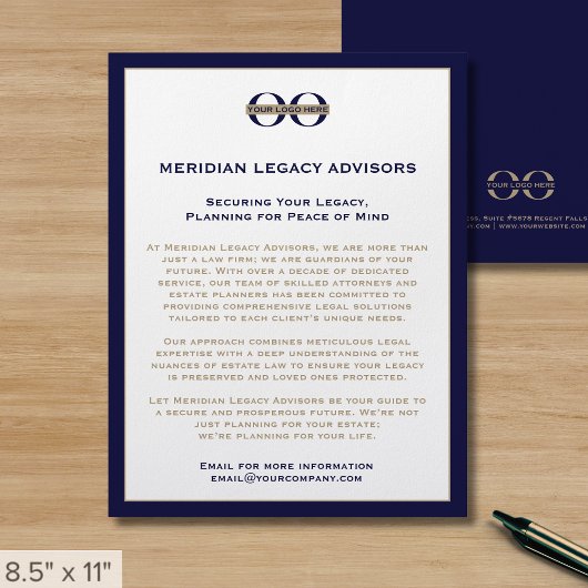 Navy Blue en Gold Business Flyer met Logo