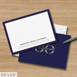 Navy Blue en Gold Business Logo Notitiekaartje