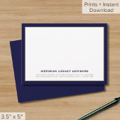 Navy Blue en Gold Business Note Kaart