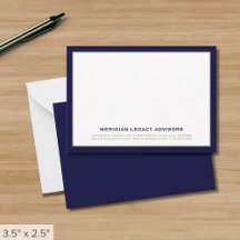 Navy Blue en Gold Business Note Kaart