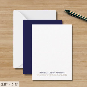 Navy Blue en Gold Business Note Kaart Notitiekaartje
