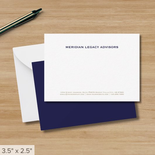 Navy Blue en Gold Business Note Kaart Notitiekaartje