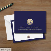 Navy Blue en Gold Business Note Kaart