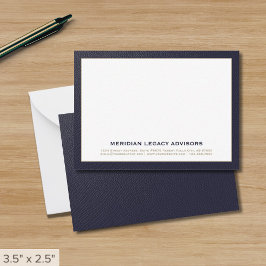 Navy Blue en Gold Business Note Kaart Notitiekaartje