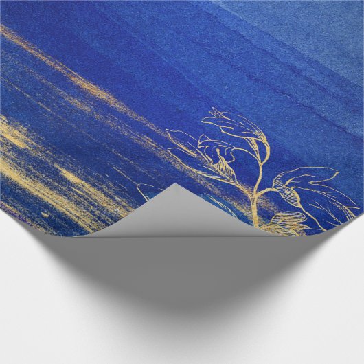 Navy Blue en Gold Cadeaupapier (Hoek)