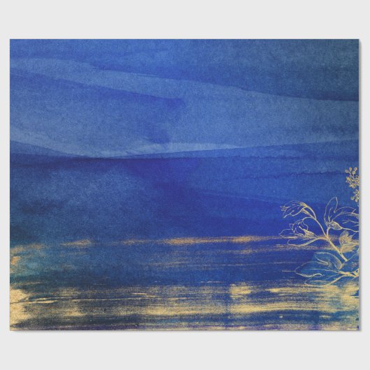 Navy Blue en Gold Cadeaupapier (Vlak)