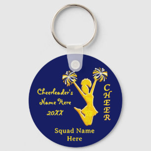 Navy Blue en Gold Cheer Sleutelhangers met Jouw te