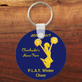 Navy Blue en Gold Cheer Sleutelhangers met Jouw te (Voorkant)