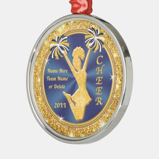 Navy Blue en Gold, Cheerleidende kerstcadeautjes, Metalen Ornament (Links)