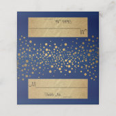 Navy Blue en Gold Chevron en Confetti Stippen 2 Plaatskaartje (Buitenkant ongevouwen)