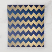 Navy Blue en Gold Chevron en Confetti Stippen 2 Plaatskaartje (Binnenkant ongevouwen)