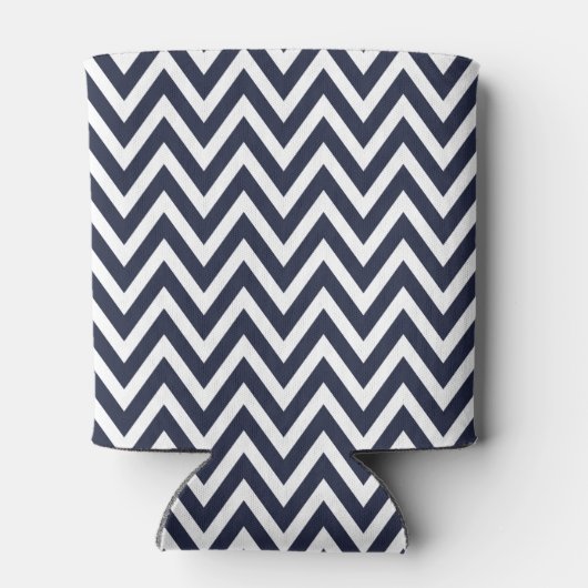 Navy Blue en Gold Chevron Monogram Blikjeskoeler (Achterkant)