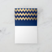 Navy Blue en Gold Chevron Pattern Bedankkaart (Binnen)
