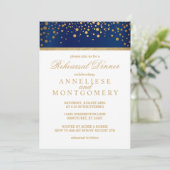 Navy Blue en Gold Confetti Dot - Repetitie Diner Kaart (Staand voorkant)