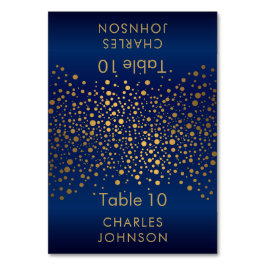 Navy Blue en Gold Confetti Stippen 3 Place Cards Kaart