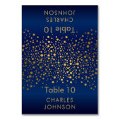 Navy Blue en Gold Confetti Stippen 3 Place Cards Kaart (Voorkant)