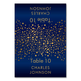 Navy Blue en Gold Confetti Stippen 3 Place Cards Kaart