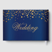 Navy Blue en Gold Confetti Stippen Gastenboek (Achterkant)
