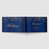 Navy Blue en Gold Confetti Stippen Gastenboek (Volledig)
