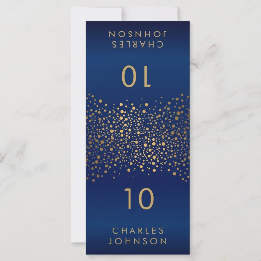 Navy Blue en Gold Confetti Stippen Grote kaarten (Voorkant)