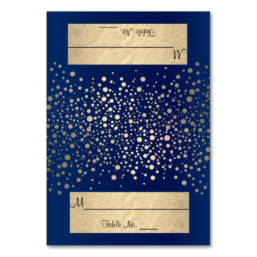 Navy Blue en Gold Confetti Stippen Kaart (Voorkant)