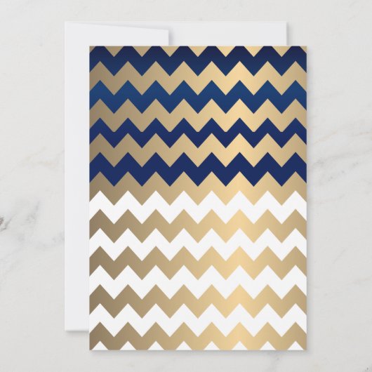 Navy Blue en Gold Confetti Stippen - Uitnodiging (Achterkant)