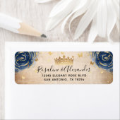 Navy Blue en Gold Crown Retouradres Etiket (Insitu)
