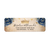 Navy Blue en Gold Crown Retouradres Etiket (Voorkant)