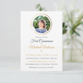 Navy Blue en Gold Custom Photo First Community Kaart (Staand voorkant)