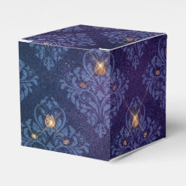 Navy Blue en Gold  Damask Bedankdoosjes