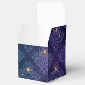 Navy Blue en Gold Damask Bedankdoosjes (Geopend)