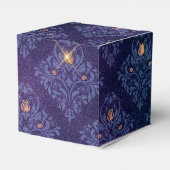 Navy Blue en Gold Damask Bedankdoosjes (Achterkant)