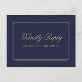 Navy Blue en Gold Deco Song Request RSVP-Briefkaar Uitnodiging Briefkaart