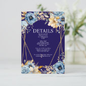 Navy Blue en Gold Details Enclosure Kaart (Staand voorkant)
