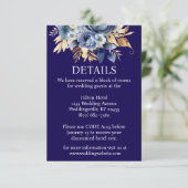 Navy Blue en Gold Details Enclosure Kaart (Staand voorkant)