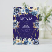 Navy Blue en Gold Details Enclosure Kaart (Staand voorkant)
