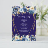 Navy Blue en Gold Details Enclosure Kaart (Staand voorkant)