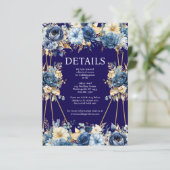 Navy Blue en Gold Details Enclosure Kaart (Staand voorkant)