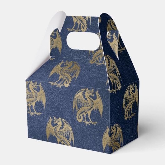 Navy Blue en Gold Dragon Pattern Bedankdoosjes (Achterkant)