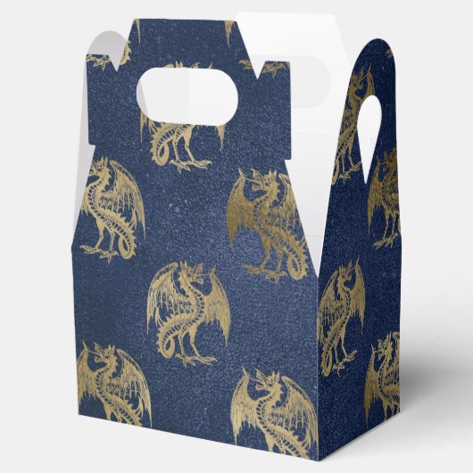 Navy Blue en Gold Dragon Pattern Bedankdoosjes (Geopend)