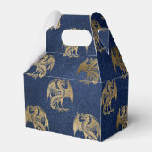 Navy Blue en Gold Dragon Pattern Bedankdoosjes (Voorkant Zijde)