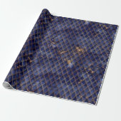 Navy Blue en Gold Dragon Scales Cadeaupapier (Uitgerold)