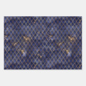 Navy Blue en Gold Dragon Scales Inpakpapier Vel (Voorkant 2)