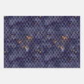 Navy Blue en Gold Dragon Scales Inpakpapier Vel (Voorkant)