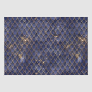 Navy Blue en Gold Dragon Scales Tissuepapier