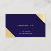 Navy Blue en Gold Elegant Geometric Visitekaartje (Achterkant)