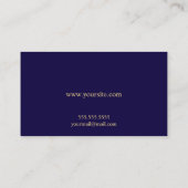 Navy Blue en Gold Elegant Monogram Visitekaartje (Achterkant)